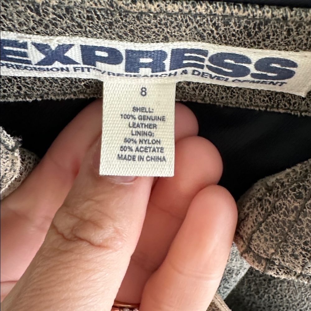 NWOT Vintage Express distressed brown leather double-breasted jacket - Picture 9 of 11